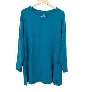 J. Jill Green Luxe Supima Forward Seam Tunic Sz 2X